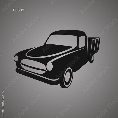 Old retro farmer pickup truck vector illustration icon.