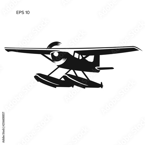 Small seaplane isolated vector illustration
