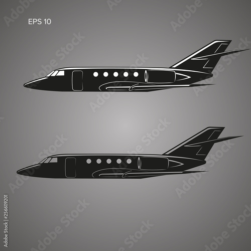 Private jet vector icon. Business jet illustration flat design.