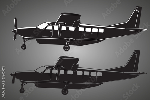 Small plane vector illustration. Big single engine propelled passenger aircraft.