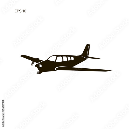 Small plane vector illustration. Single engine propelled passenger aircraft.