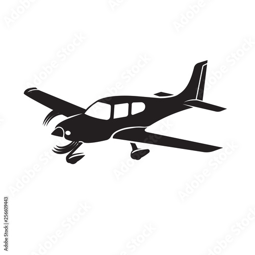 Small plane vector illustration. Single engine propelled passenger aircraft.
