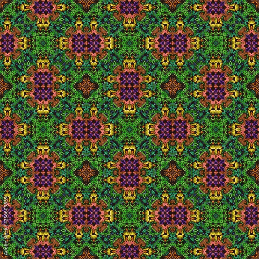 Seamless raster pattern in oriental style Flower psychedelic mosaic Pattern for wallpaper, backgrounds, decor for tapestries, carpet Seamless raster pattern in oriental style Flower psychedelic mosaic Pattern for wallpaper, backgrounds, decor for tapestries, carpet