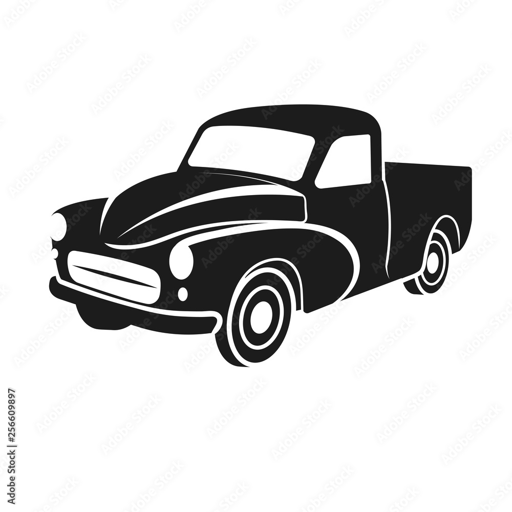 Old retro farmer pickup truck vector illustration icon.