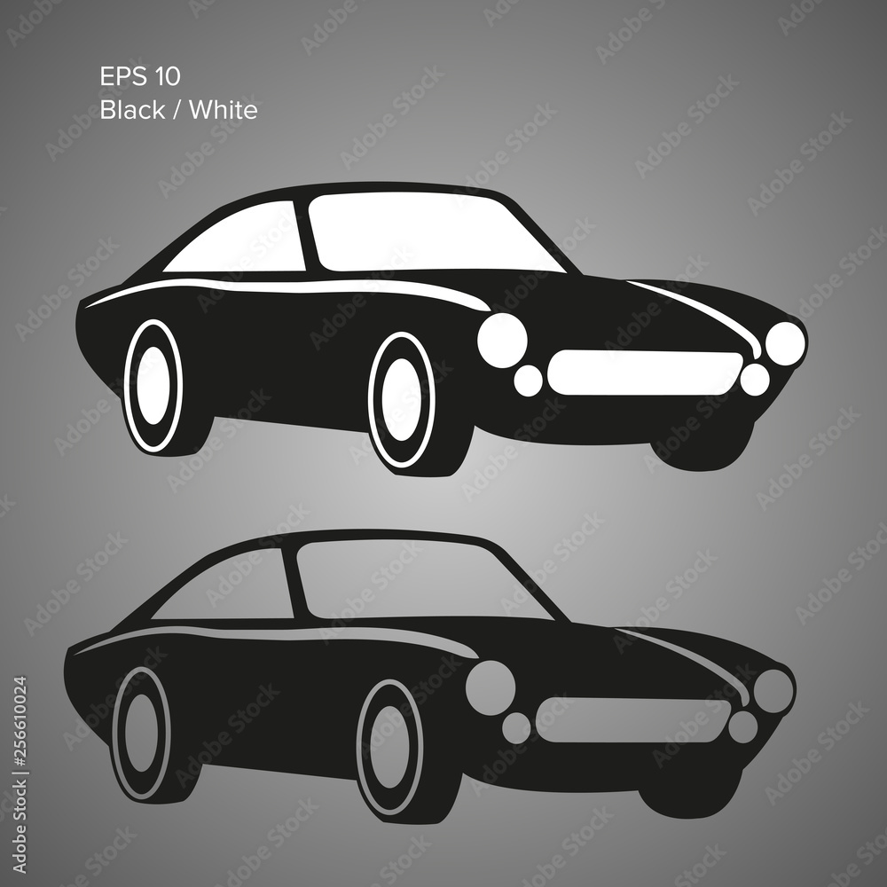 Vintage sport car vector illustration. European classic Stock Vector
