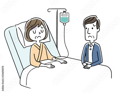 闘病している妻と心配する夫