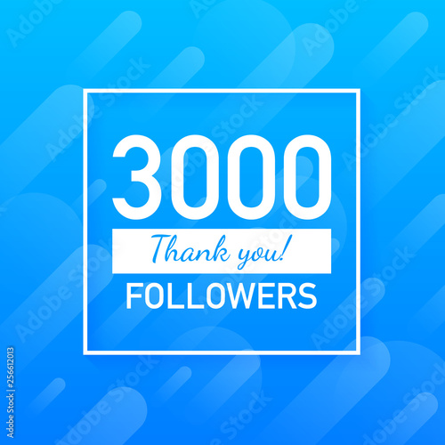 3000 followers, Thank You, social sites post. Thank you followers congratulation card. Vector illustration.