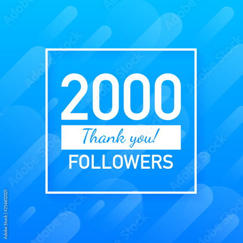 2000 followers, Thank You, social sites post. Thank you followers congratulation card. Vector illustration.