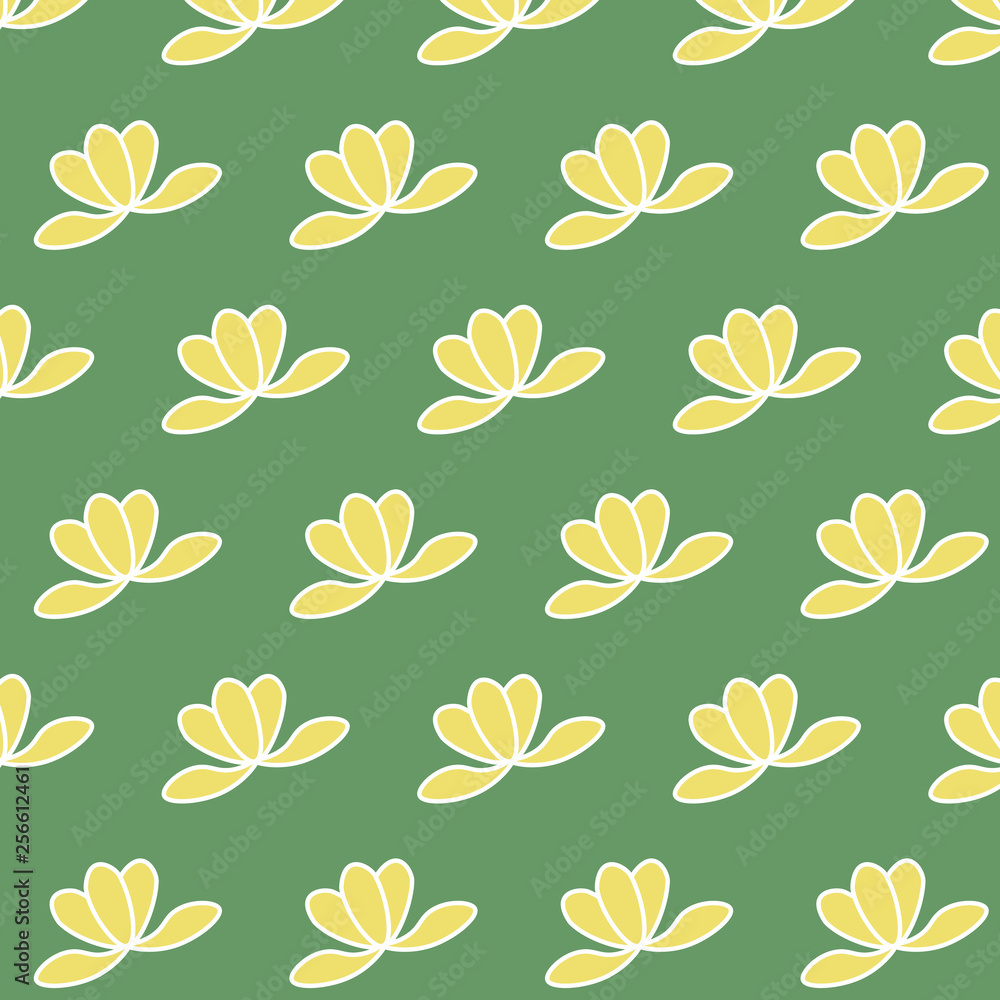 Seamless Background Pattern with Yellow Flowers. Modern and Elegant Background for Fabrics, Wrapping Papers, Home Decor.