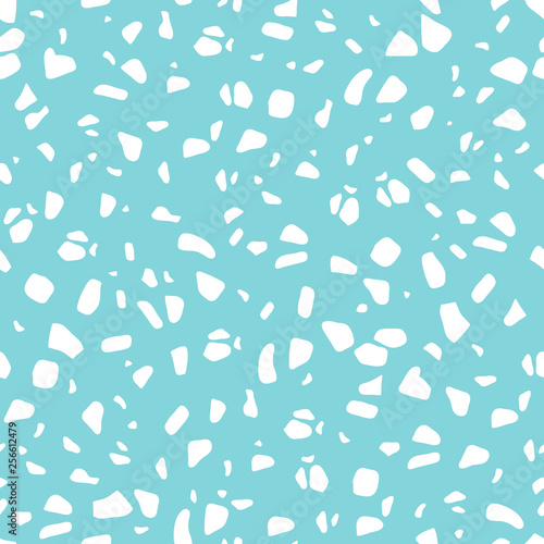 Terrazzo seamless pattern in Turquoise and White