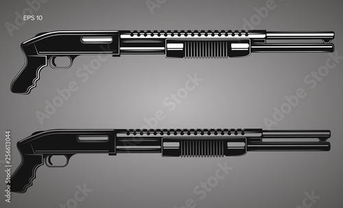 Pump action shotgun vector illustration
