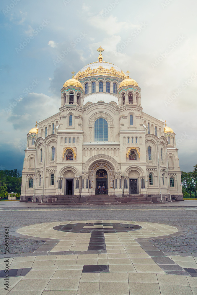Kronstadt Naval Cathedral of Saint Nicholas near the Saint-Petersburg