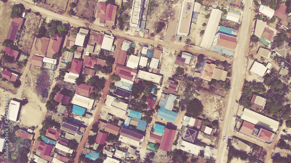 SIEM REAP, CAMBODIA. 2019 Mar 21st. Aerial View of Siem Reap Town.