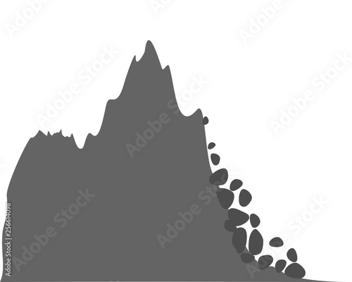 Berg und Geroelllawine auf weiss