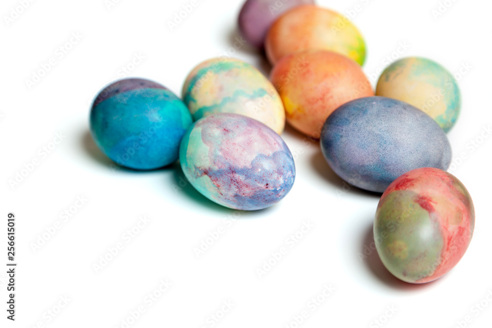 Group of easter painted eggs on white background Group of easter painted eggs on white background