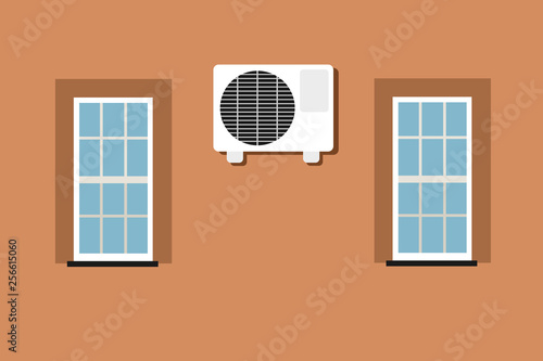 Air-conditioner / air conditioner for air-conditioning /air conditioning -  electronic device and equipment for cooling the inteior of house and residential building. Vector illustration