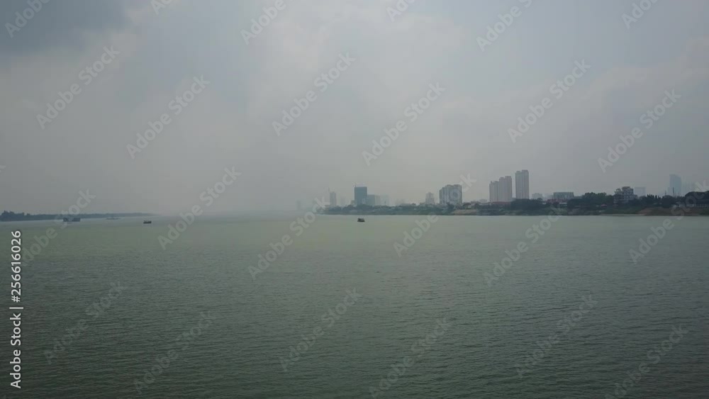 Мой фильм 2Phnom Penh,Cambodia - February 06,2018: Dron fly over Cambodia Mekong river. Мой фильм 2Phnom Penh,Cambodia - February 06,2018: Dron fly over Cambodia Mekong river.