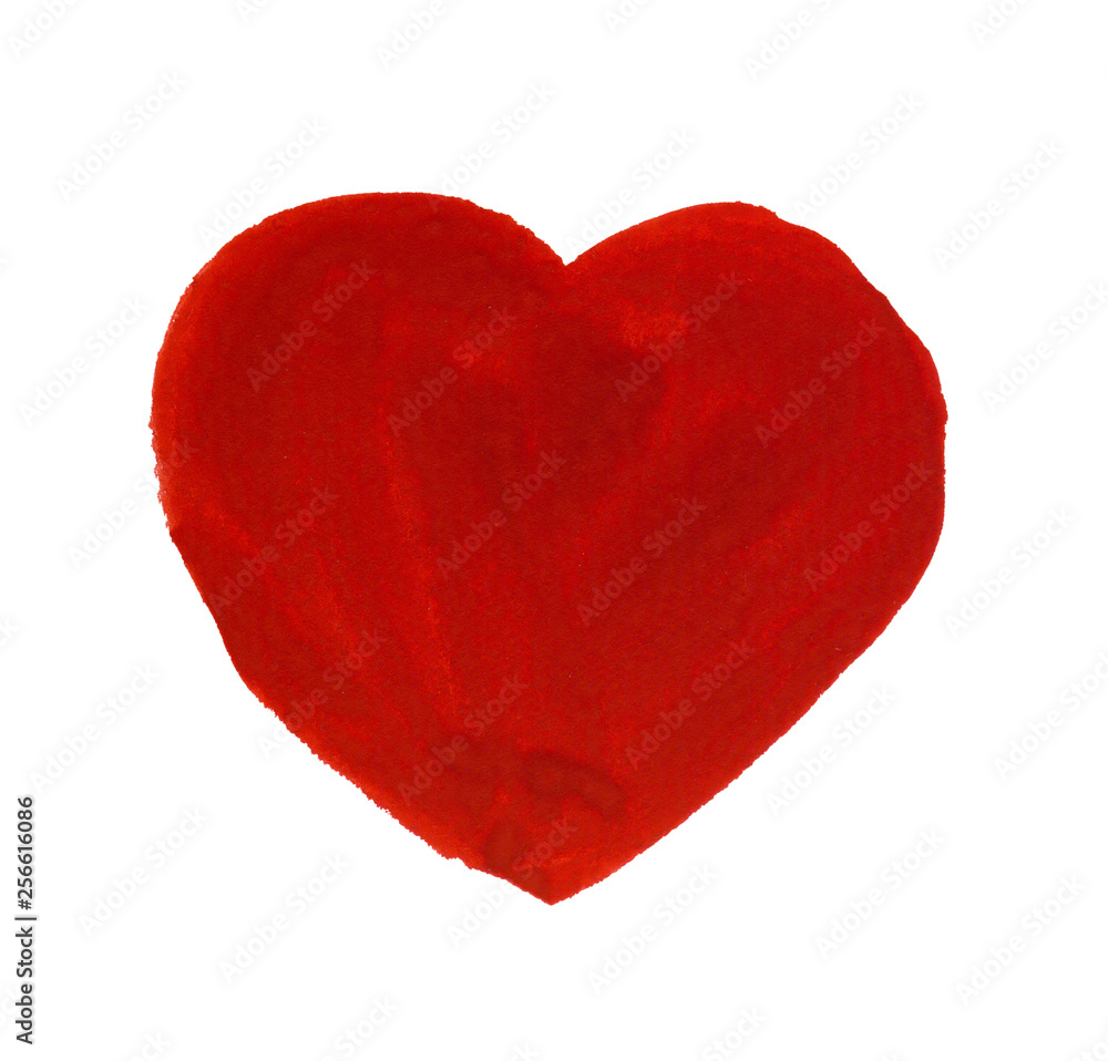 Painting of big red heart isolated on white background Painting of big red heart isolated on white background