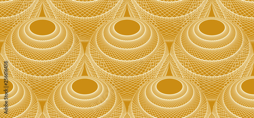 circular wired nets seamless pattern in honey gold shades