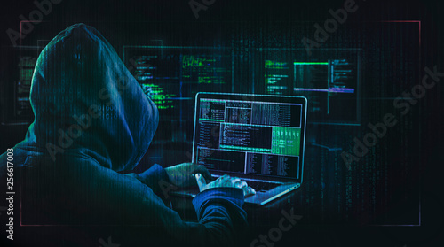 Foto dark web hooded hacker