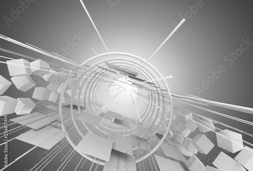abstract space construction background. 3d illustration