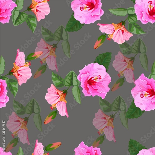 Fototapeta Naklejka Na Ścianę i Meble -  hibiscus seamless pattern -vector