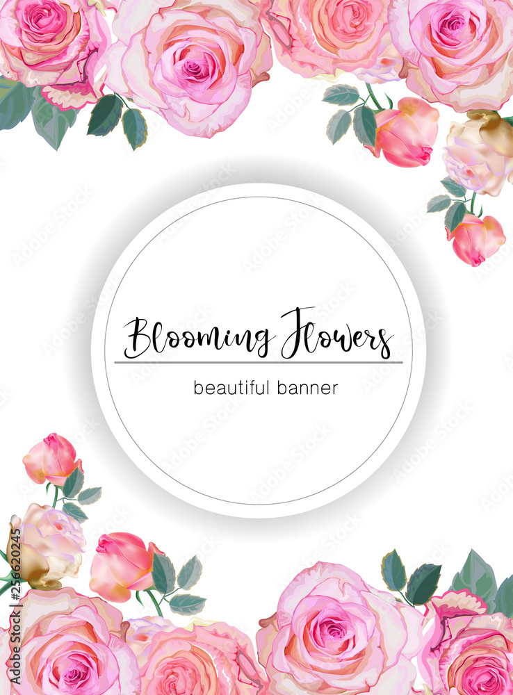 Banner with roses vector illustration Banner with roses vector illustration