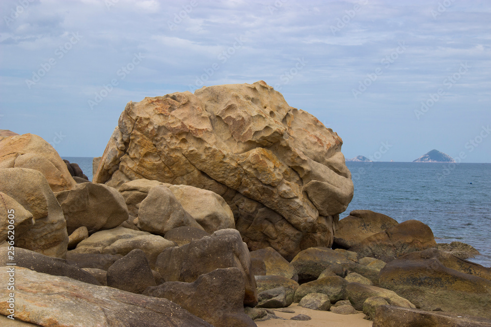 large stones on the seashore