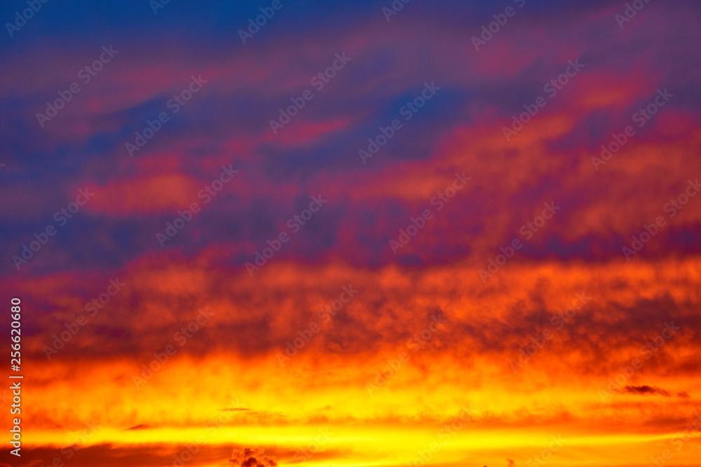 Fototapeta premium Colorful and dramatic sunset. Vivid abstract natural background.