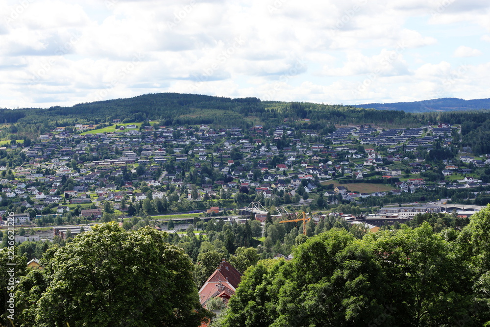 Panorama view of Kongsvinger, Norway. Photo taken from the fortress.