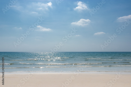 landscape of summer tropical beach. beautiful seascape with sand   sea and sky.