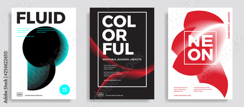 Set of trendy design templates with gradient geometric shapes. Abstract composition. Applicable for covers, brochures, magazines, flyers, presentations, banners. Vector illustration. Eps10