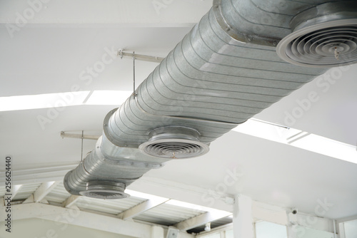 Air duct. Air Condition pipe line system flow industrial design, in white room
