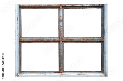 Isolated rusty steel frame on white background
