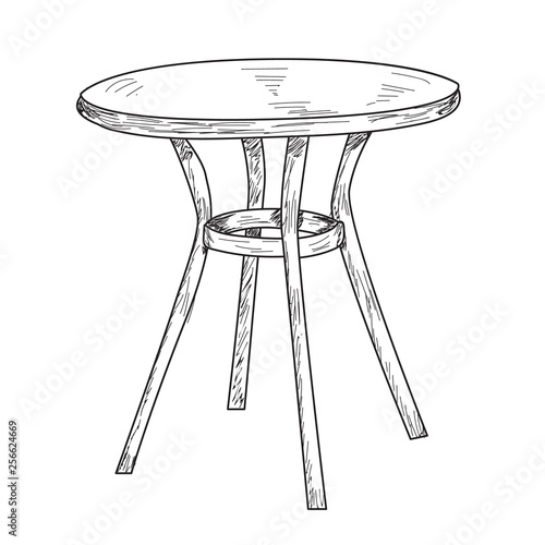  isolated, round table sketch, lines