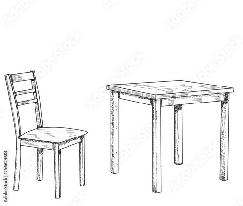 table and chair sketch, lines