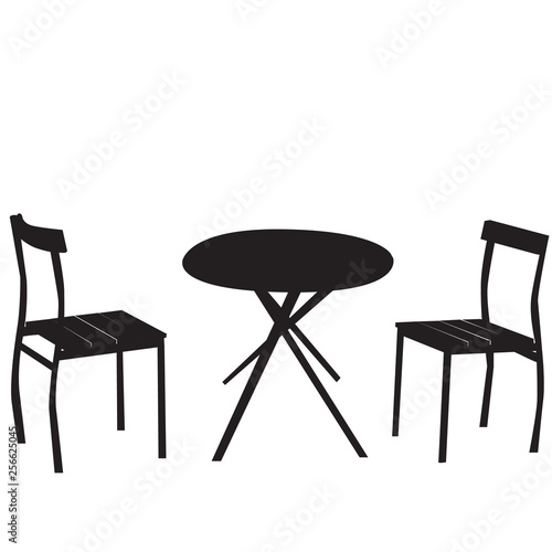 silhouette of a chair and a round table