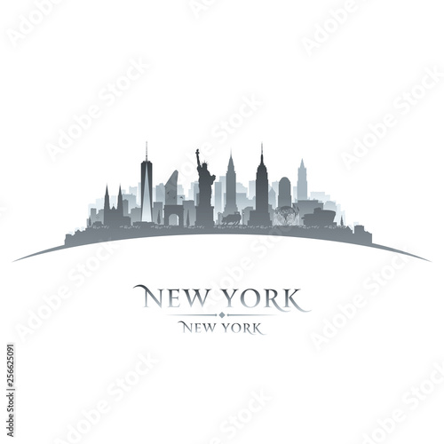 New York city silhouette white background