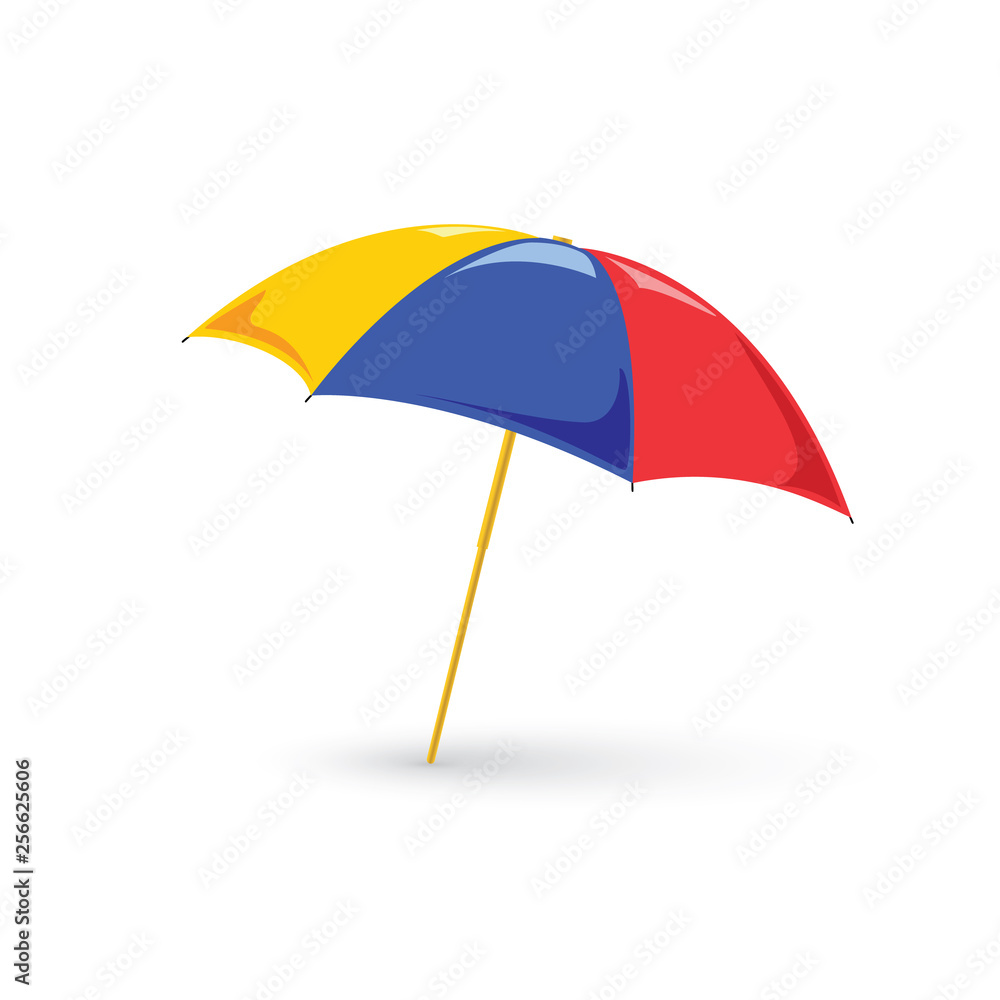 Vector illustration of Red Beach Umbrella Holiday Symbol by the Sea Vector illustration of Red Beach Umbrella Holiday Symbol by the Sea