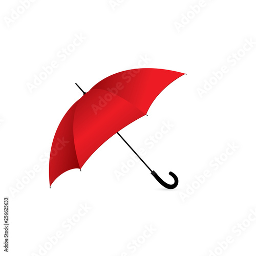 Vector illustration of classic elegant opened red umbrella isolated on white background