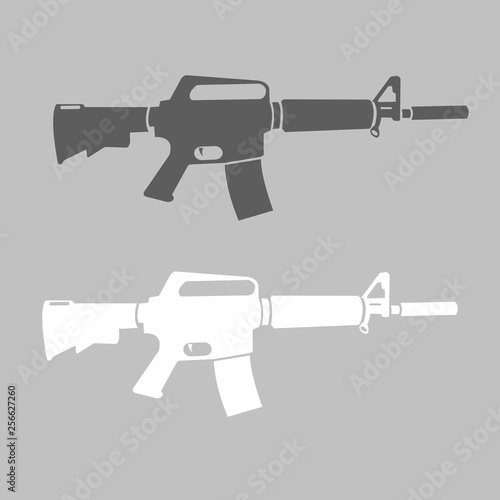 M-16 legendary assault rifle vector illustration. Classic armament flat design.
