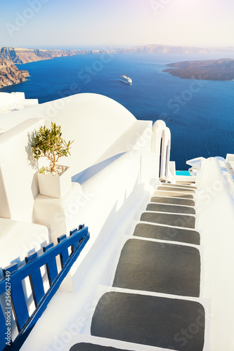 White architecture on Santorini island, Greece.