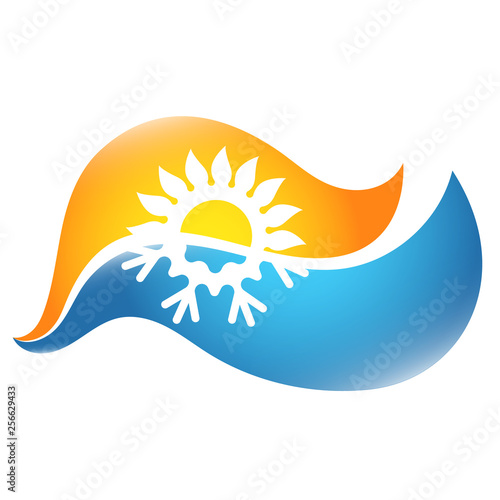 Flame and water design for heating and cooling