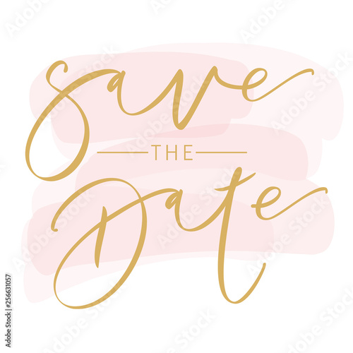 Save the date wedding phrase. Ink illustration. Modern brush calligraphy.
