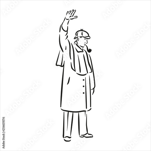 Vector illustration of Sherlock Holmes black color on white background
