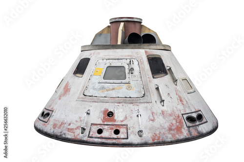 Space capsule isolated with clipping path on white background photo