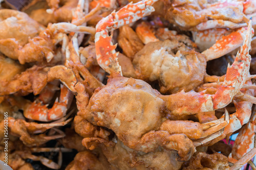 Fried crabs, street food in Thailand