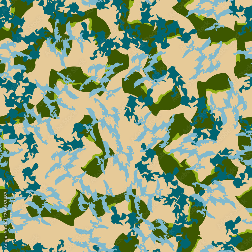 UFO camouflage of various shades of green, blue and beige colors