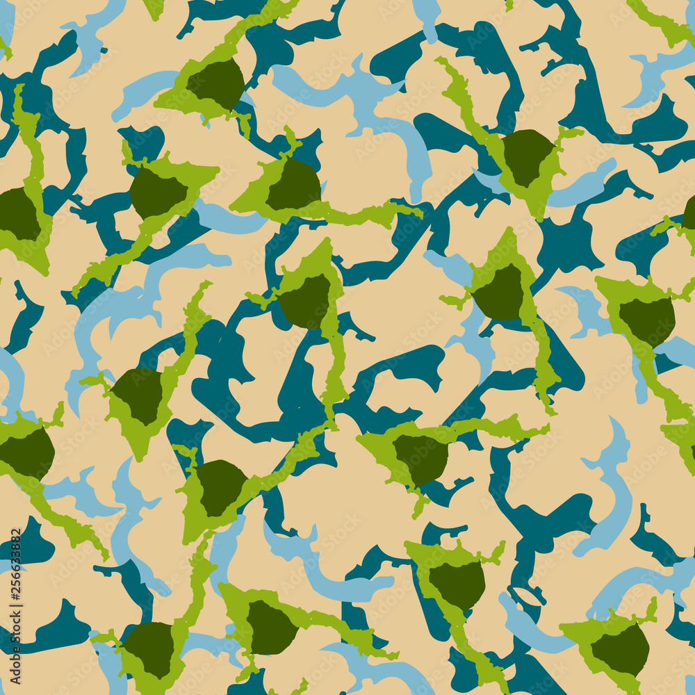 UFO camouflage of various shades of green, blue and beige colors