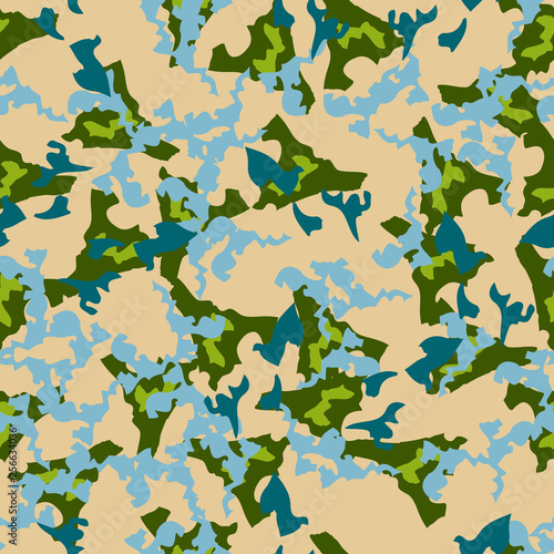 UFO camouflage of various shades of green, blue and beige colors